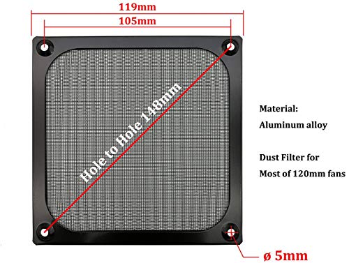 HASTHIP® 120mm Aluminum Alloy Stainless Mesh Fan Filter Dust Guard Black 3PCS HASTHIP® 120mm Aluminum Alloy Stainless Mesh Fan Filter Dust Guard Black 3PCS